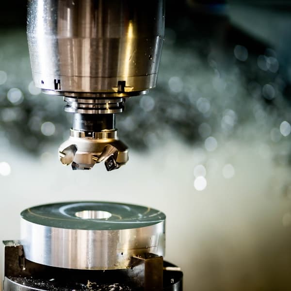 A CNC machining centre cutting metal stock